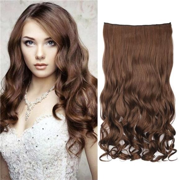16" 1-Pack 3/4 Full Head Curly Wavy Clips in on Synthetic Hair - Picture 1 of 6